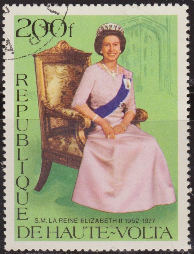 Alto Volta 1977 Scott 436 Sello * Personajes Isabel II Queen Elizabeth II 200fr (Actualmente Burkina Faso)